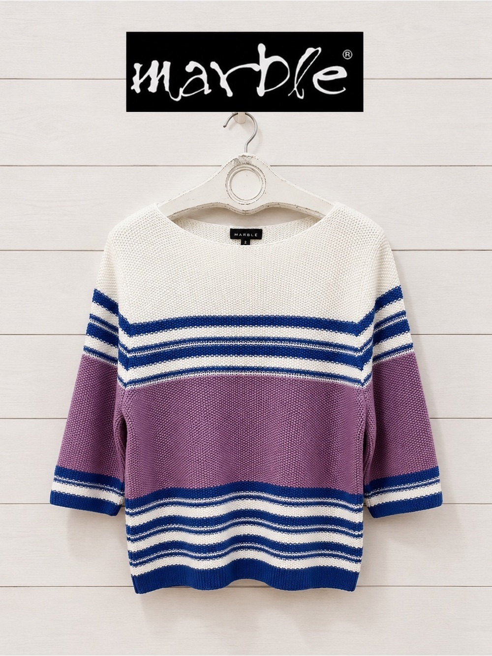 MARBLE Striped Knit Sweater – Size L
